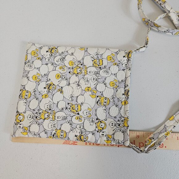 Minions Despicable Me Light Gray Yellow Allover Pattern Crossbody Tote Bag Teens - Picture 10 of 11